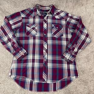 Pearl Snap Wrangler Button up Cowboy Cut regular fit  17 1/2 x 35